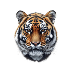 Fototapeta premium Majestic Tiger Head Portrait Intense Gaze and Striking Stripes