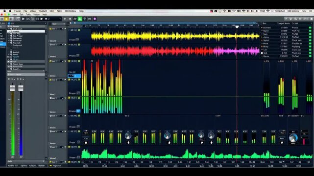 Multitrack music software mixer with automatically changing volumes