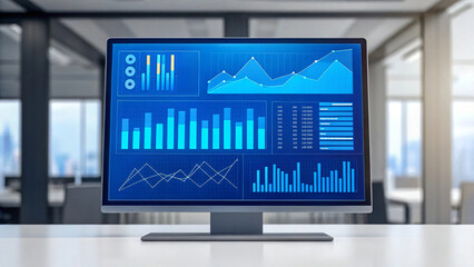A digital business chart displayed on an LCD monitor screen