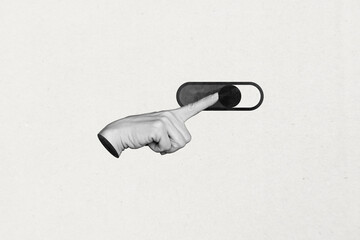 Creative photo collage trend artwork template of gesture finger symbol body language hand sign...
