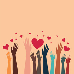 hands holding hearts vector illustration