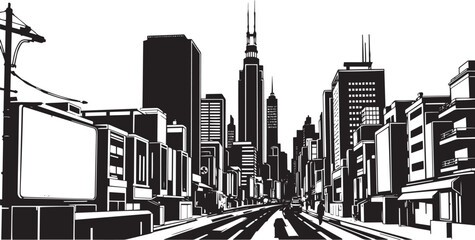 City landscape. Different buildings on street, outline cityscape hand sketch, flat houses. Hand drawn vector illustration