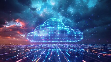 Digital background with cloud and network, ideal for presentations about technology, cloud services or IT innovation.
