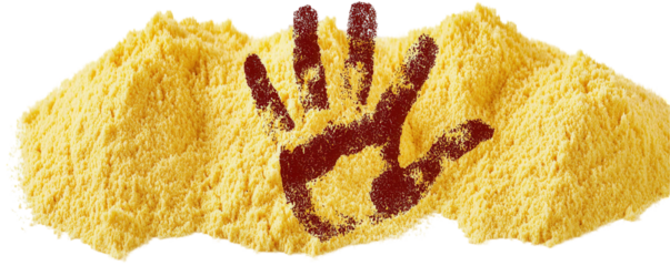 Artistic handprint creation with yellow powder studio setting digital art transparent background