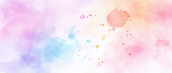 Fluid Watercolor-Style Background with Artistic Splashes in Soft Pastel and Vibrant Tones for Organic Handmade Aesthetic in Creative Ads
