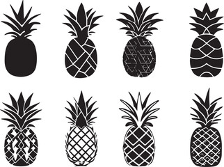 Fototapeta premium Pineapple Icons Set silhouette