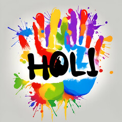 Colorful graphic design featuring the word "HOLI" in bold, black capital letters. 