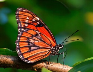 Fototapeta premium beautiful butterfly perched on a small tree branch