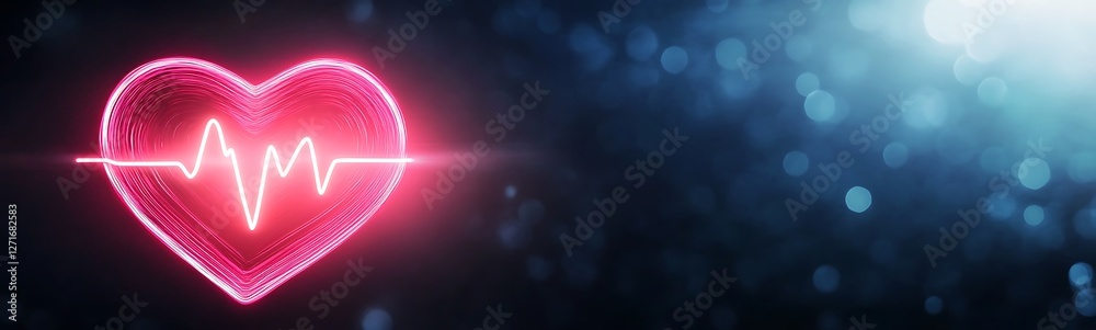 Aufkleber A vibrant photo of a glowing neon heart pulsating with a heartbeat, perfect for expressing love and emotion in visuals.