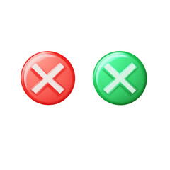 Fototapeta premium tick and cross buttons isolated on transparent png