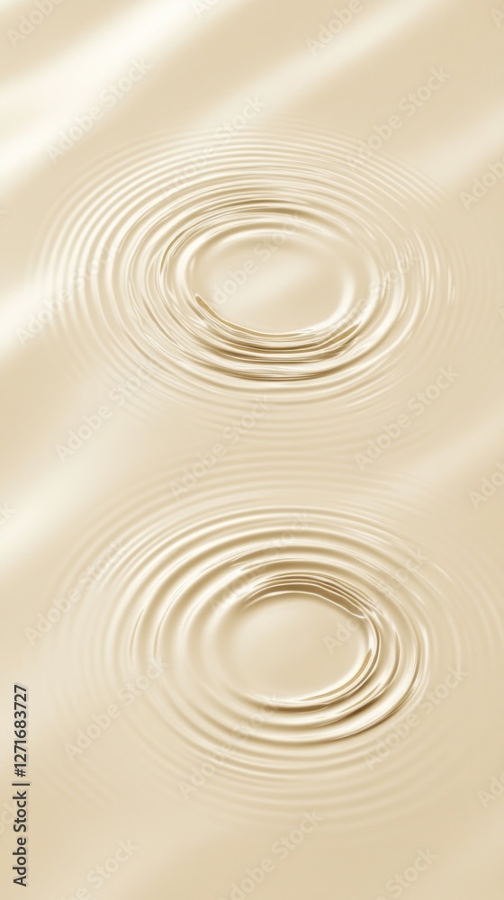 Poster ripples gracefully form circles on a smooth beige surface, inviting calmness and contemplation. the 