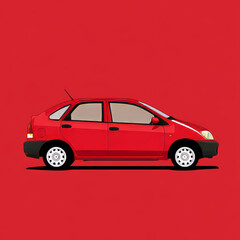 Automotive Elegance: A sleek red hatchback car, embodies urban sophistication. Its design, a testament to transportation innovation. Set against a vibrant backdrop.