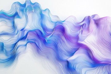 Wavy blue and purple lines on a white backdrop reflecting modern aesthetics for tech enthusiasts and contemporary art collectors