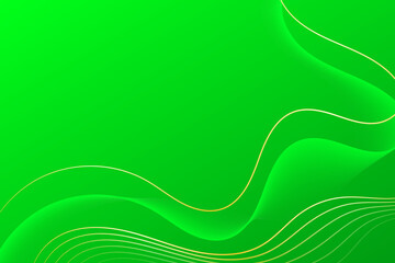 Abstract Modern Green Background With Gold Wave Lines. Futuristic Wallpaper. Vector Illustration. Technology Banner