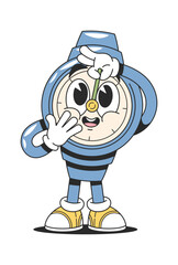 Groovy clock stopwatch surprised character