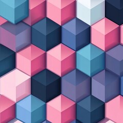 Obraz premium Modern Geometric Hexagon Tiling with Seamless Cubic Texture and Minimalist Linear Patterns for Trendy Graphic Design Backgrounds