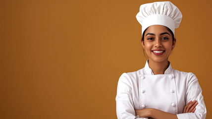 Confident Indian Female Chef with Arms Crossed