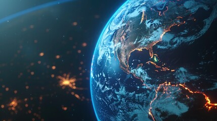 interactive software depicting a digital twin of Earth, being used to predict and adapt to climate related events