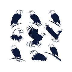 Eagle Silhouette Vector Art Set - Bold and Striking Illustrations