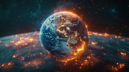 interactive software depicting a digital twin of Earth, being used to predict and adapt to climate related events