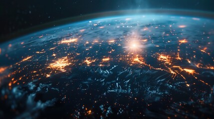 interactive software depicting a digital twin of Earth, being used to predict and adapt to climate related events