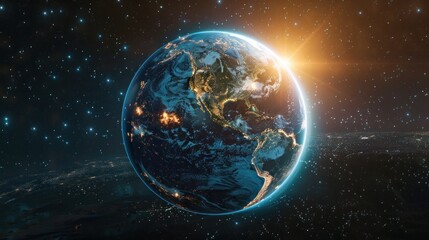 Fototapeta premium interactive software depicting a digital twin of Earth, being used to predict and adapt to climate related events