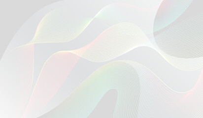 White Background with Abstract Gradient Waves. Line Minimal Pattern with Pearl Waves. Vector Elegant Curve Wallpaper