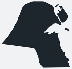 Kuwait map. Just a simple border map. Shape of the country. Flat blank Kuwait outline. Vector boundary illustration.
