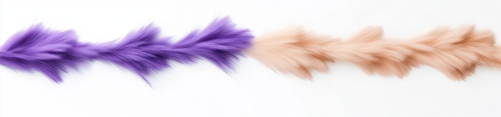 Obraz premium Colorful Textures of Purple and Beige Fur Strands on White Background