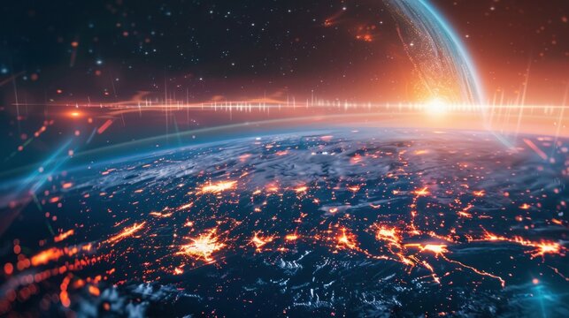 interactive software depicting a digital twin of Earth, being used to predict and adapt to climate related events