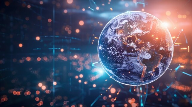 interactive software depicting a digital twin of Earth, being used to predict and adapt to climate related events