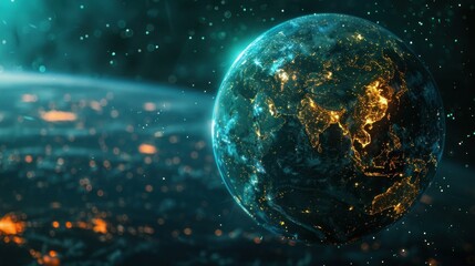 interactive software depicting a digital twin of Earth, being used to predict and adapt to climate related events