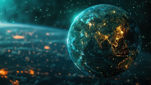 interactive software depicting a digital twin of Earth, being used to predict and adapt to climate related events