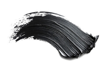 Black mascara brush stroke creating a bold and dramatic swirl, perfect for beauty and makeup projects