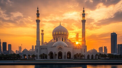 The Sharjah New Mosque is a beautiful place to visit. It has amazing views of the sunset and has very interesting architecture. It is a popular tourist destination in Dubai.