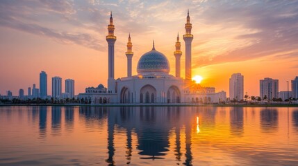 The Sharjah New Mosque is a beautiful place to visit. It has amazing views of the sunset and has very interesting architecture. It is a popular tourist destination in Dubai.
