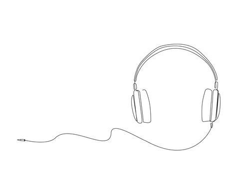 recommend clip art: Continuous one line drawing of headphones audio equipment. Earphones in single line draw illustration. Editable stroke.