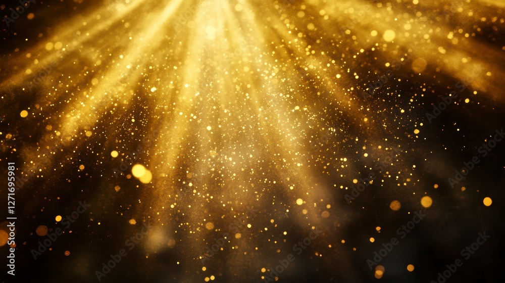 Aufkleber golden light beams radiating from top. abstract background for product showcase. potential use adver