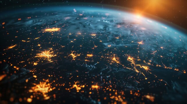 interactive software depicting a digital twin of Earth, being used to predict and adapt to climate related events