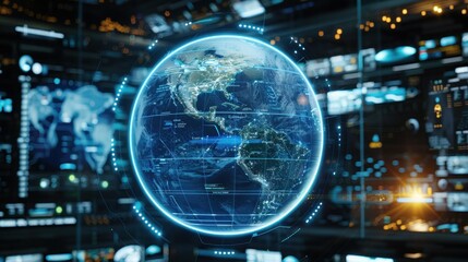 interactive software depicting a digital twin of Earth, being used to predict and adapt to climate related events