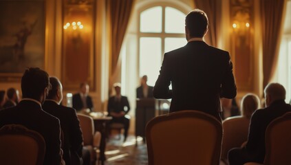 Professional Speaker Addressing Business Conference Audience