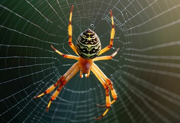 Golden-Hued Orb-Weaver Spider in Its Silk Lair