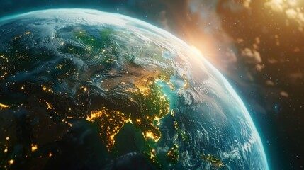 interactive software depicting a digital twin of Earth, being used to predict and adapt to climate related events