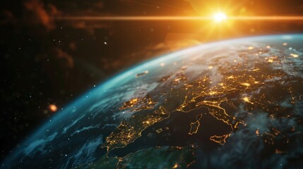 interactive software depicting a digital twin of Earth, being used to predict and adapt to climate related events