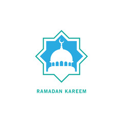 Naklejka premium Islamic logo from a mosque image to a flat logo with a typical Muslim star frame. Can be used for religious groups or communities