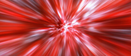Abstract red and white radial burst background.