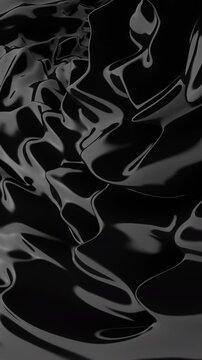 Abstract black liquid. Black wave on a vertical plastic background. It can be oil, petroleum, or petroleum rock. 3d rendering not AI