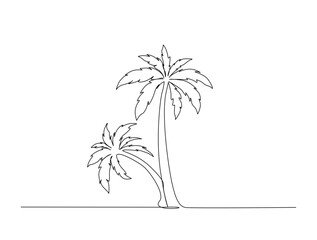 Obraz premium Continuous one line drawing of Palm coconut tree. Coconut tree in single line draw illustration. Editable stroke.