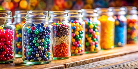 Colorful Craft Beads in Glass Jars - Vibrant DIY Supplies for Jewelry Making