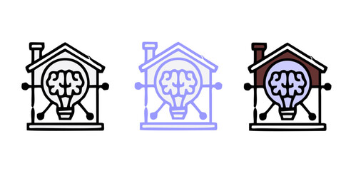 smart home internet of thing icon line connect on blue background. home automation digital technology control devices. vector illustration fantastic digital design.